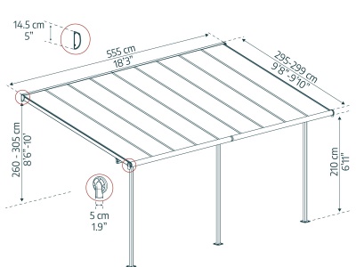 Palram - Canopia Capri 5400 antracit 3 x 5,46 - Hliníková (montovaná) pergola