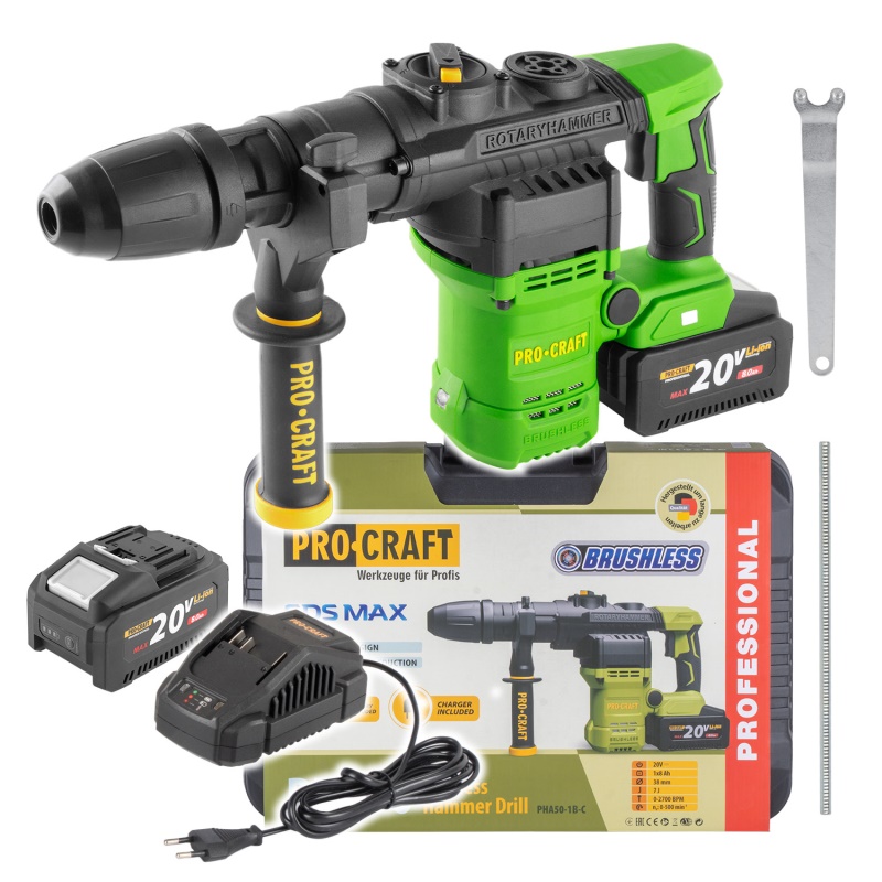 Aku vrtací kladivo  Procraft PHA50-1b-c SDS MAX