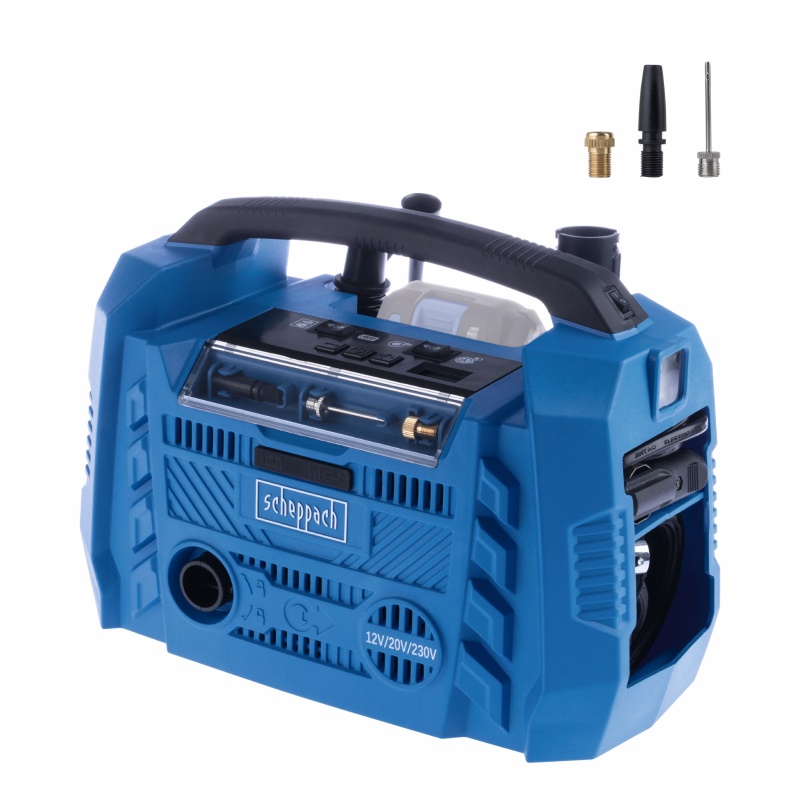 Scheppach Air Force 6 - hybridní kompresor (20 V IXES aku, 12 V, 230 V)