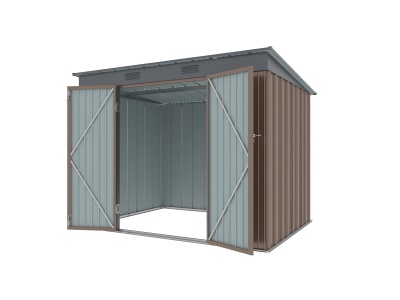 Riwall PRO RMSP 6x8 Brown - zahradní domek kovový 2,4 x 1,8 m s pultovou střechou hnědý