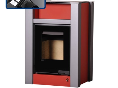 HS Flamingo LEND 11/5 červená ER - teplovodní krbová kamna s 5 kW výměníkem a el. regulací