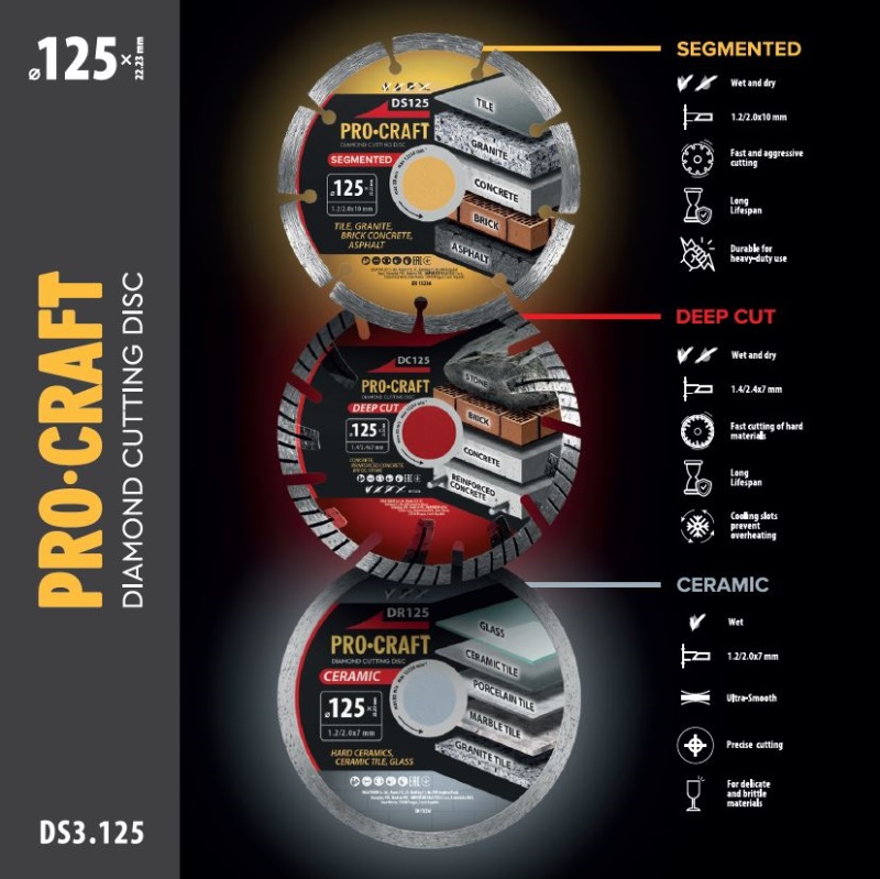 Sada diamantových kotoučů Procraft DS3.125 (DS125/DR125/DC125)