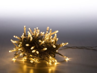 Řetěz světelný 100 LED 5 m - teplá bílá - transparent kabel - 8 funkcí