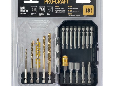 Sada vrtáků a bitů Procraft DBS-18, S2