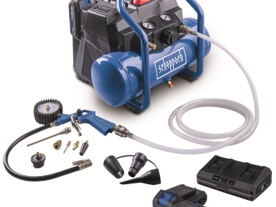 Scheppach C-ACT160/6-X-SET S2 - 2x20 V IXES aku bezolejový kompresor 6 l + 2x 2Ah baterie + duální nabíječka 2,4 A