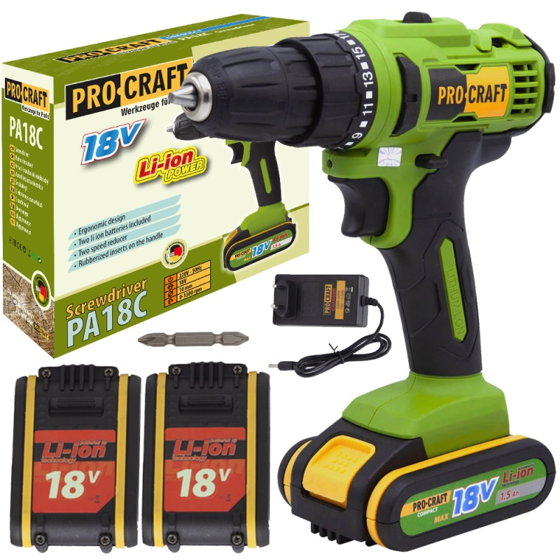 Aku vrtací šroubovák Procraft PA18C