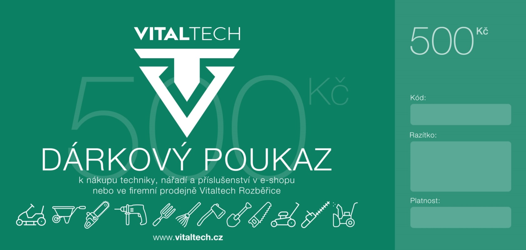 Dárkový poukaz Vitaltech 500 Kč