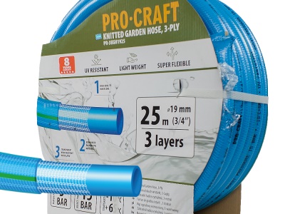 Modrá zahradní hadice Procraft PR-3KGH1925 3 vrstvy, 3/4" 25 m