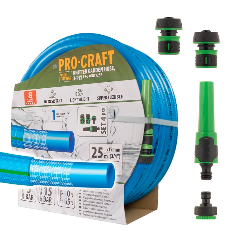 Modrá zahradní hadice Procraft PR-3KGH1925F