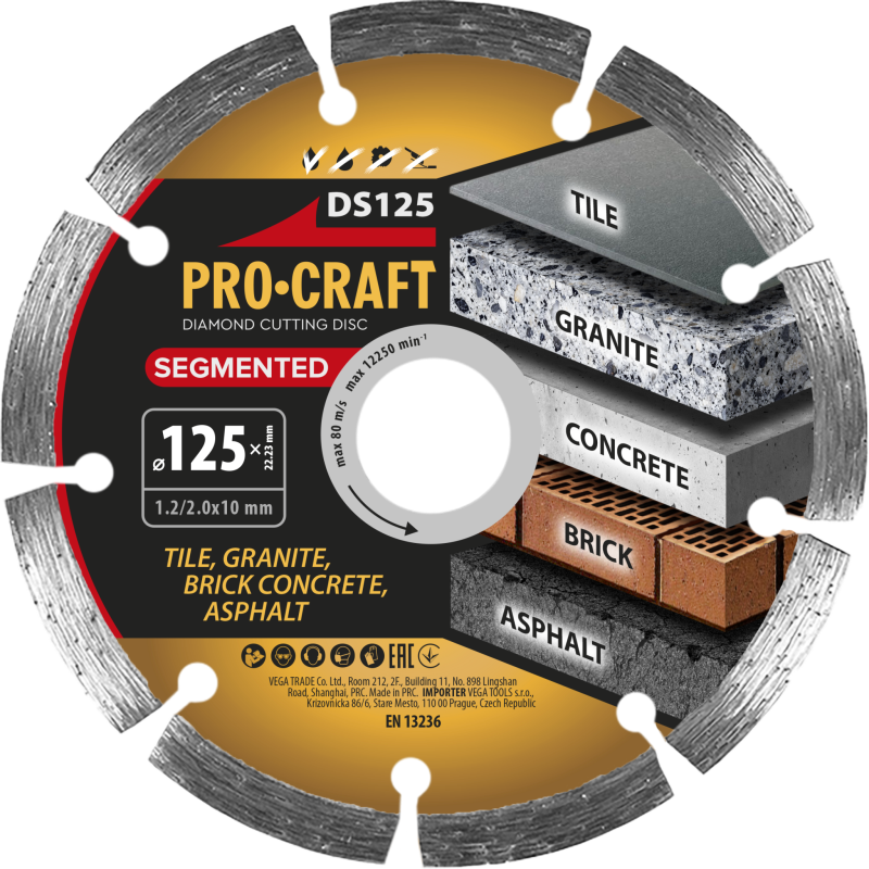 Diamantový řezný kotouč Segmented Procraft DS125