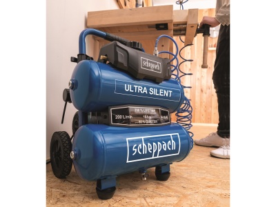 Scheppach HC 20 Si Twin - ultra tichý bezolejový dvouválcový kompresor 20 l