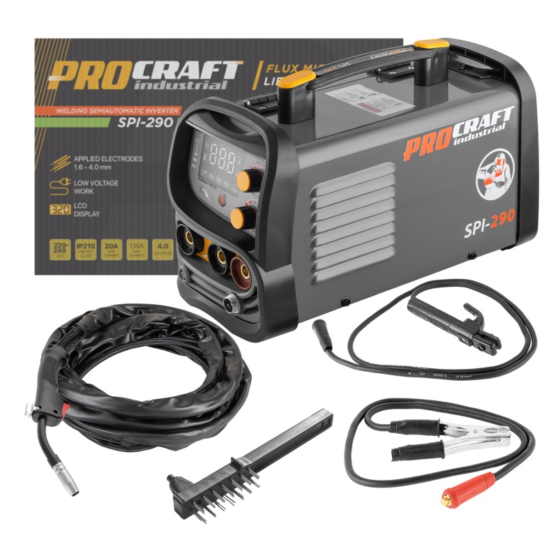 Kombinovaná invertorová svářečka Co Flux - trubičkový drát, MMA, TIG lift Procraft SPI-290