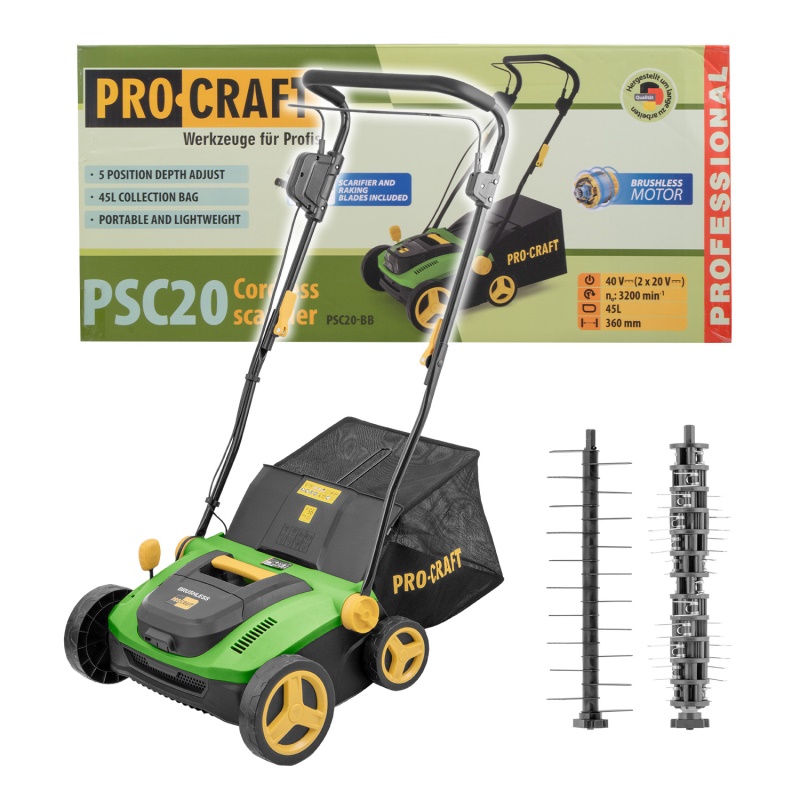Akumulátorový vertikutátor Procraft PSC20 (bez baterie a nabíječky)