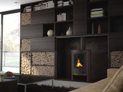 HS Flamingo PICCOLO I hnědá - samet - krbová kamna