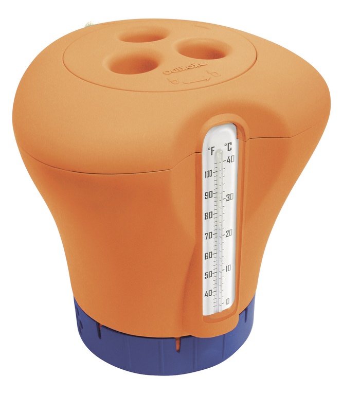 Plovák na chlor s teploměrem - oranžová