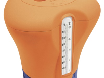Plovák na chlor s teploměrem - oranžová