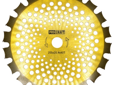 Nůž křovinořezu (kotouč) (D255*25.4) 40Т  (oboustranný) (gold) PROCRAFT