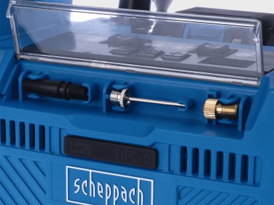 Scheppach Air Force 6-SET S - hybridní kompresor (20 V IXES aku, 12 V, 230 V) + 2Ah baterie + nabíječka 2,4 A