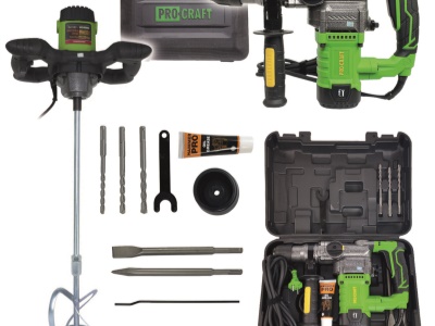 Kombinované vrtací a sekací kladivo Procraft BH1300 a míchadlo stavebních směsí PMM2000