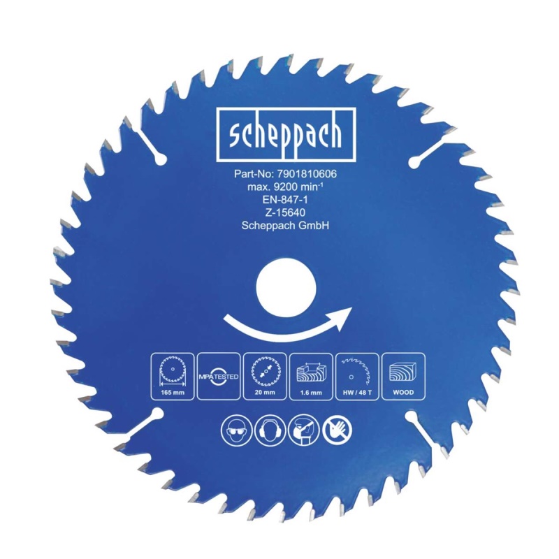 Scheppach Pilový kotouč TCT ( 165 x 20 x 1,6 mm, 48 Z ) - pro BC-HCS165-X / C-HCS165-X