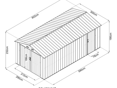 Riwall PRO RMCG 20x10 Anthracite - kovová garáž 3 x 6 m se sedlovou střechou Antracit