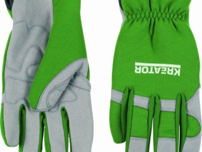 KRTG005M - G Koženkové rukavice zelené vel. M (zahradnické)